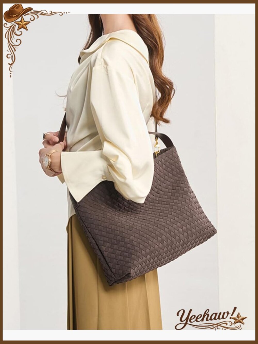 Woven Hobo Shoulder Bag Crossbody Purse Tote - Picture 2 of 7